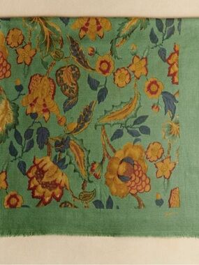 Sezane Pio Scarf - Sea Green/Retro Flower Pattern